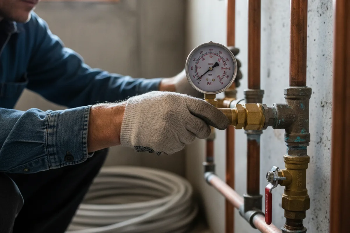 Pressure testing a repaired line during Water Line Repair in Kenilworth