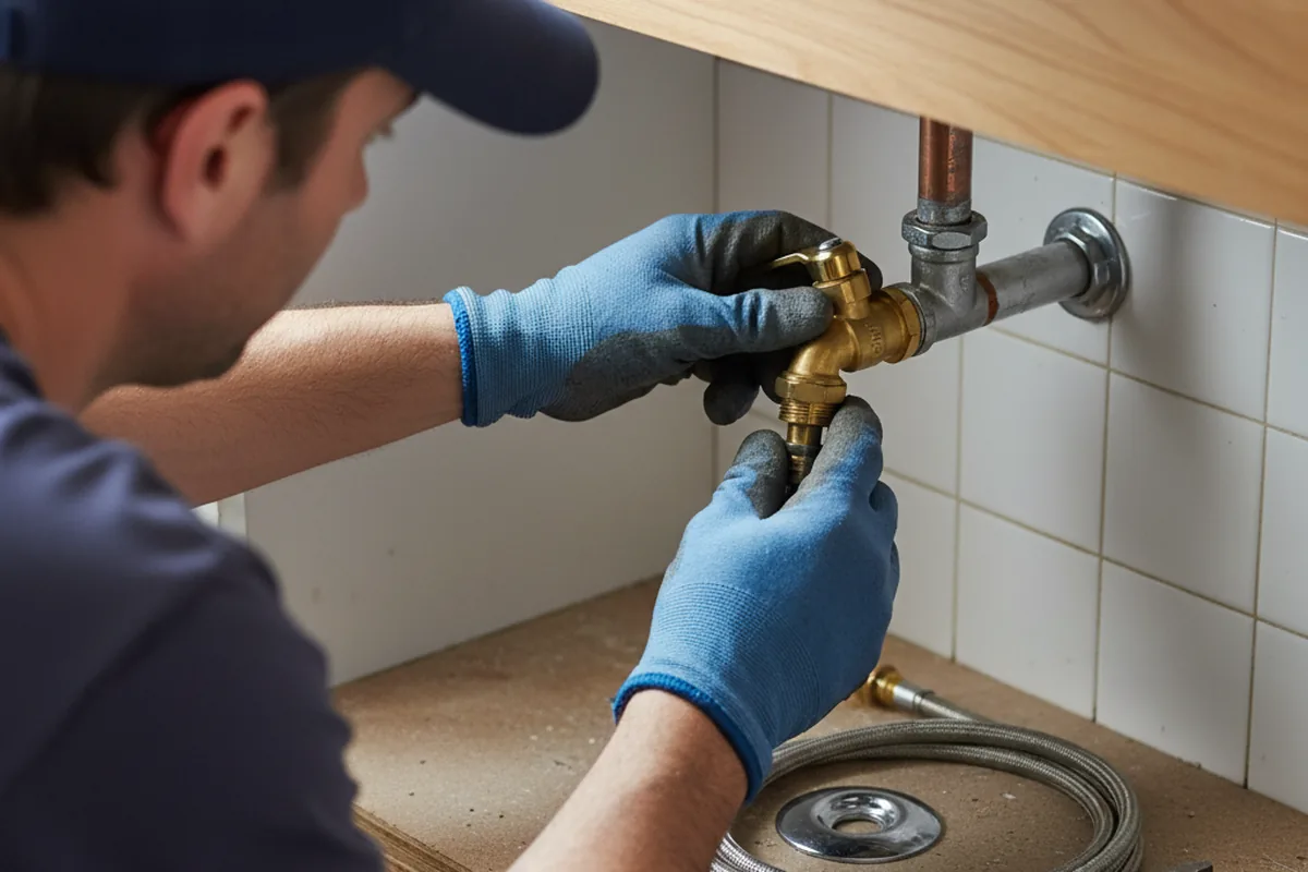 Shutoff valve and fitting work during Burst Pipe Repair in Kenilworth